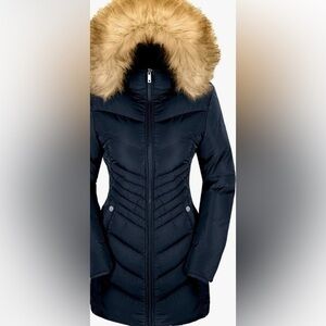 Szory blue Down Jacket Winter Long Puffer Parka Coat with Removable Fur coat